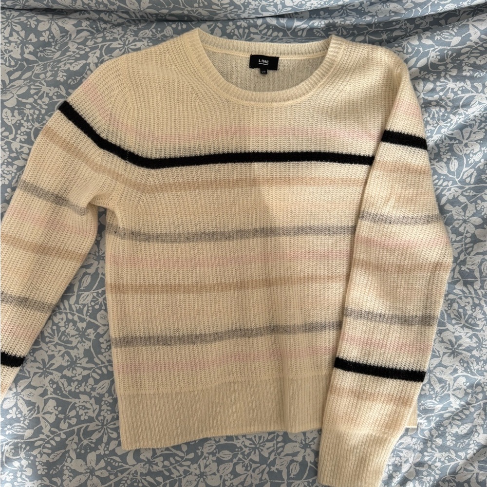 LINE Cream Striped Women's Sweater